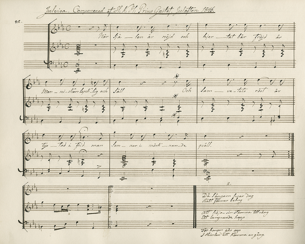 Notes for Prince Gustaf's Christmas song